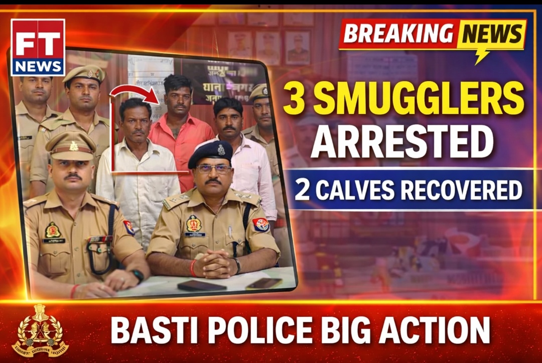 “नाकाबंदी में फंसे 3 अंतर्जनपदीय गोतस्कर, 2 जिंदा बछड़े व अवैध चाकू बरामद”