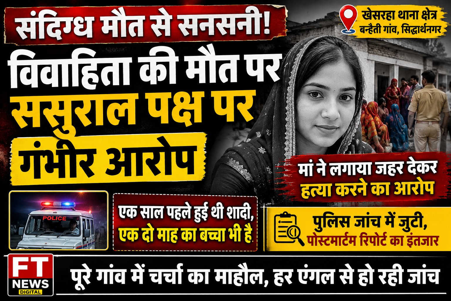 संदिग्ध मौत से सनसनी: विवाहिता की मौत पर ससुराल पक्ष पर गंभीर आरोप